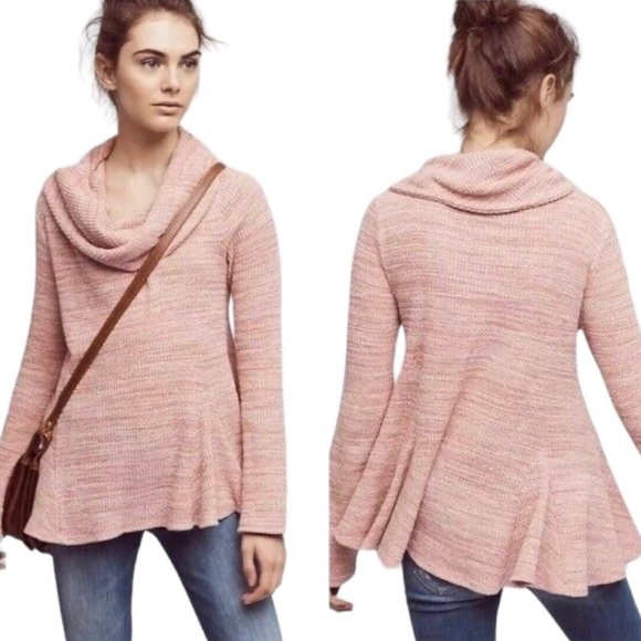 Anthropologie Postmark Sweater Size Small Pink  "Maurisa" Cowl Neck Long Sleeves - Picture 1 of 11